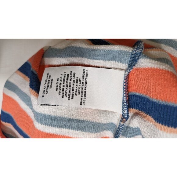 Ruby R Women Pullover Orange Blue Side Tie Knit Striped Top Blouse Sz XL (13) - Picture 3 of 13